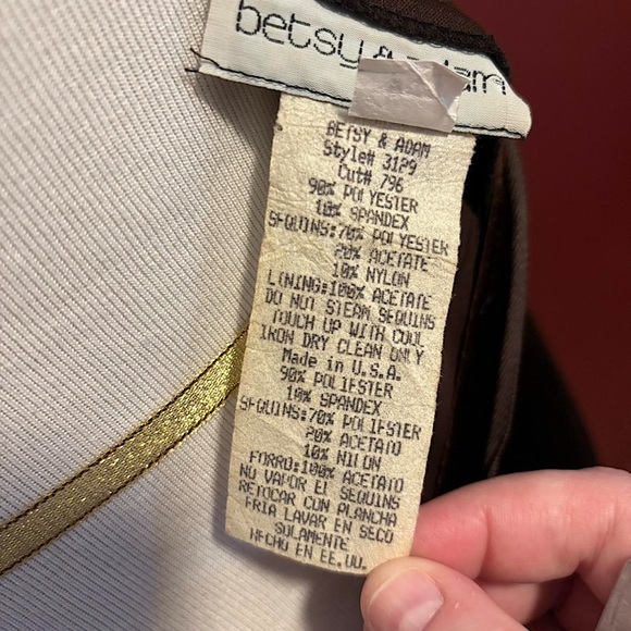 Y2K Betsy & Adam Sequin Lace Maxi Dress Sz 9/10 Black Velvet Open Back Prom - Picture 7 of 8